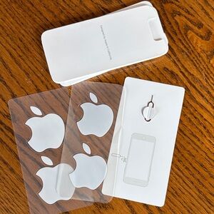 Apple White SIM Eject Tool with White Apple Logo Stickers
